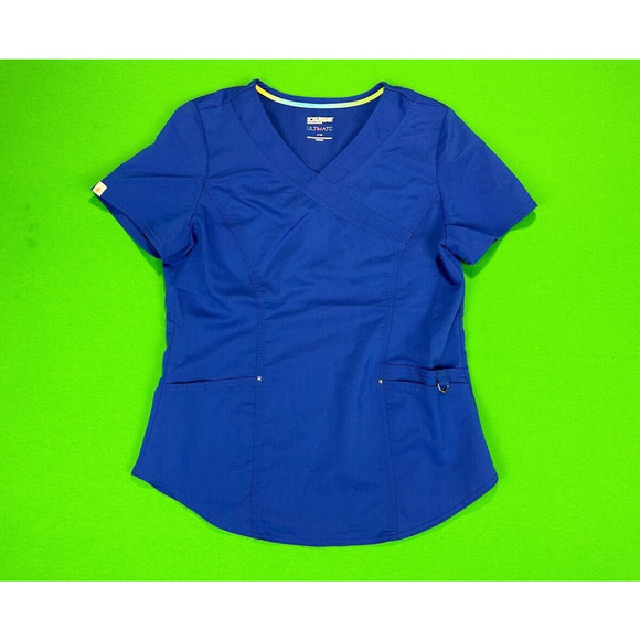 Scrubstar Ultimate Scrub Top Women’s Small Blue Short Sleeve Pockets - Picture 1 of 14